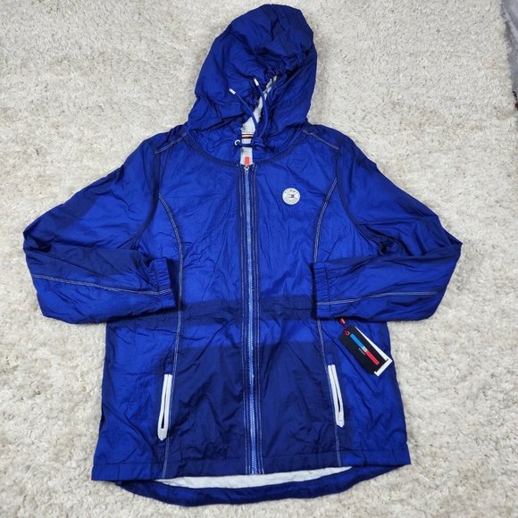 Tommy Hilfiger Sport Jacket Womens Large Blue Lightweight Water Resistant Zipper - Picture 2 of 10